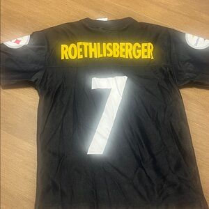 Youth NFL Ben Roethlisberger Black Jersey with Yellow Name and White Number